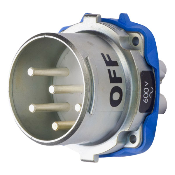 37-38541 - DS7c INLET METAL BLUE SIZE 4 IP 54 4P+G 30A 600 VAC/130 VDC 60 Hz NO AUX